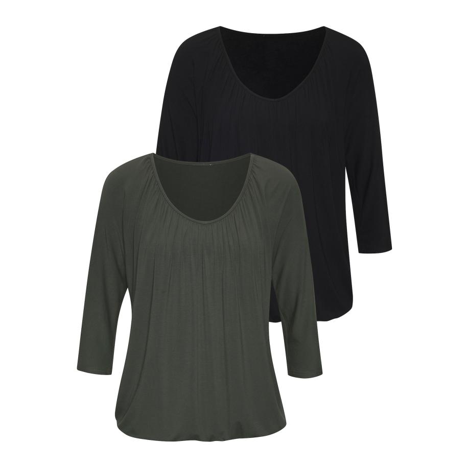 Lascana LASCANA Shirt donkergroen / zwart -