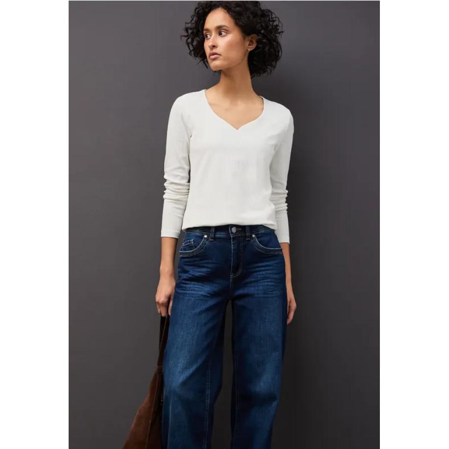 Street One Shirt met hartvormige halslijn Wit