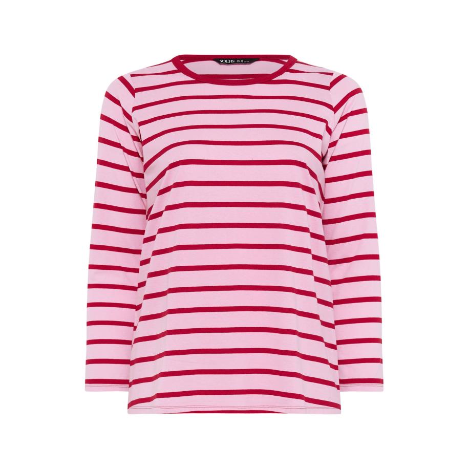 Yours Roze Gestreepte Top Met Lange Mouwen Size 62-64 Roze