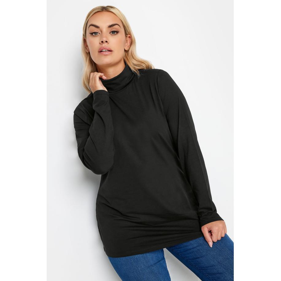 Yours Top Met Lange Mouwen En Col In Zwart Size 62-64 Zwart