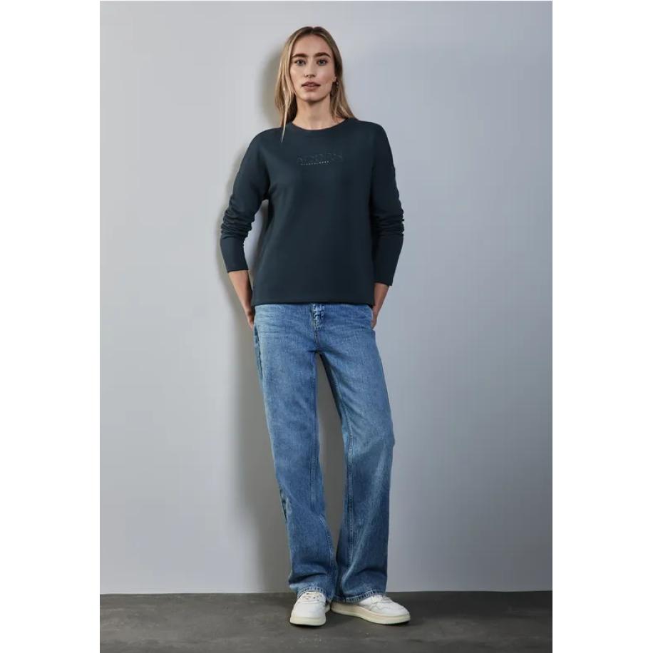 Street One T-shirt met belettering Groen