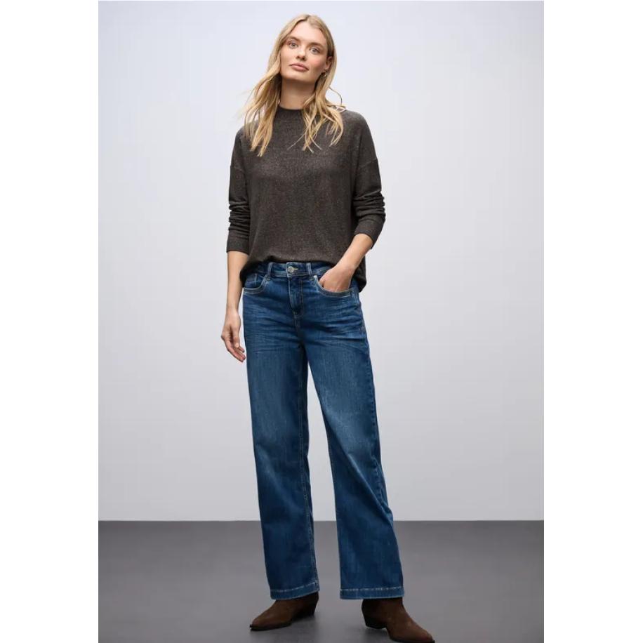 Street One Zacht col shirt - Bruin