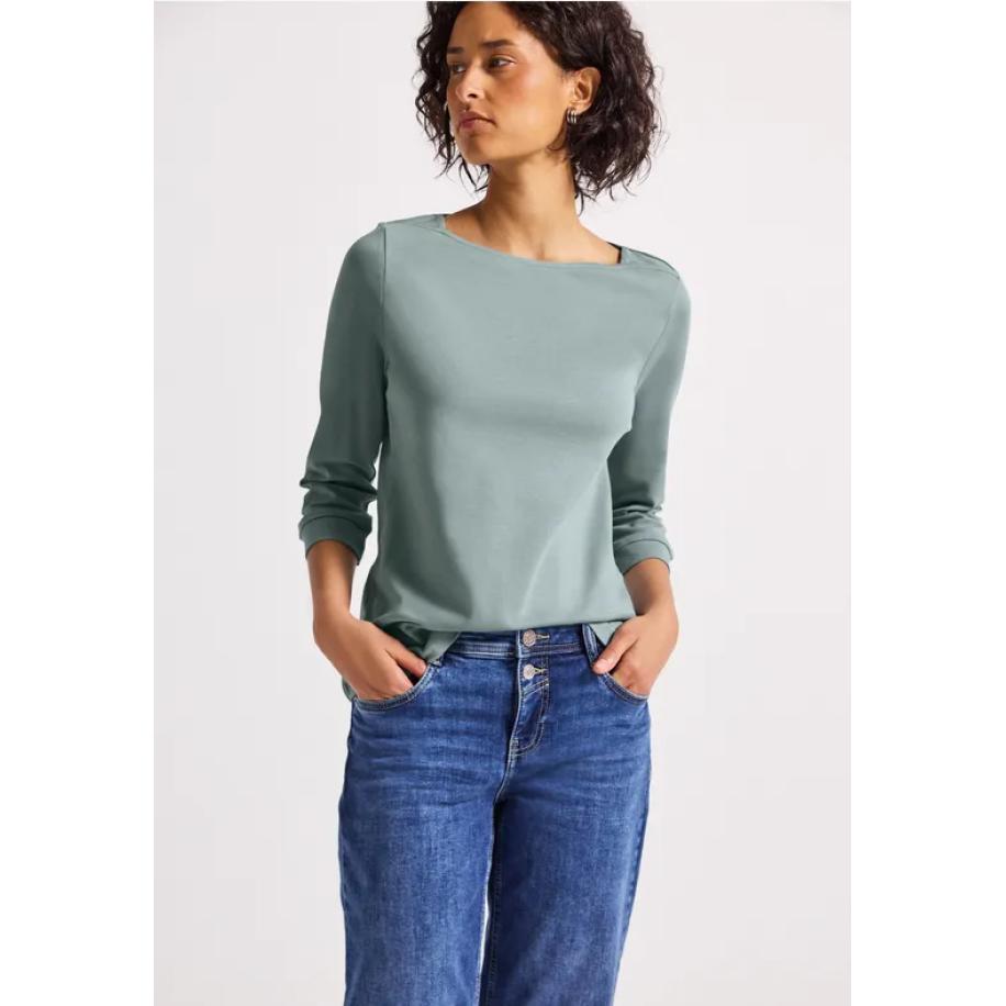 Street One Basic boothals shirt Blauw