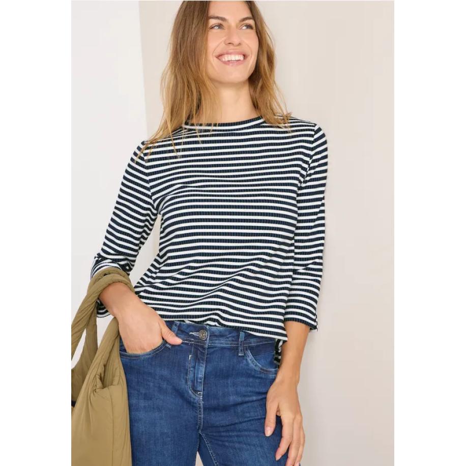 CECIL Gestreept shirt met structuur Blauw