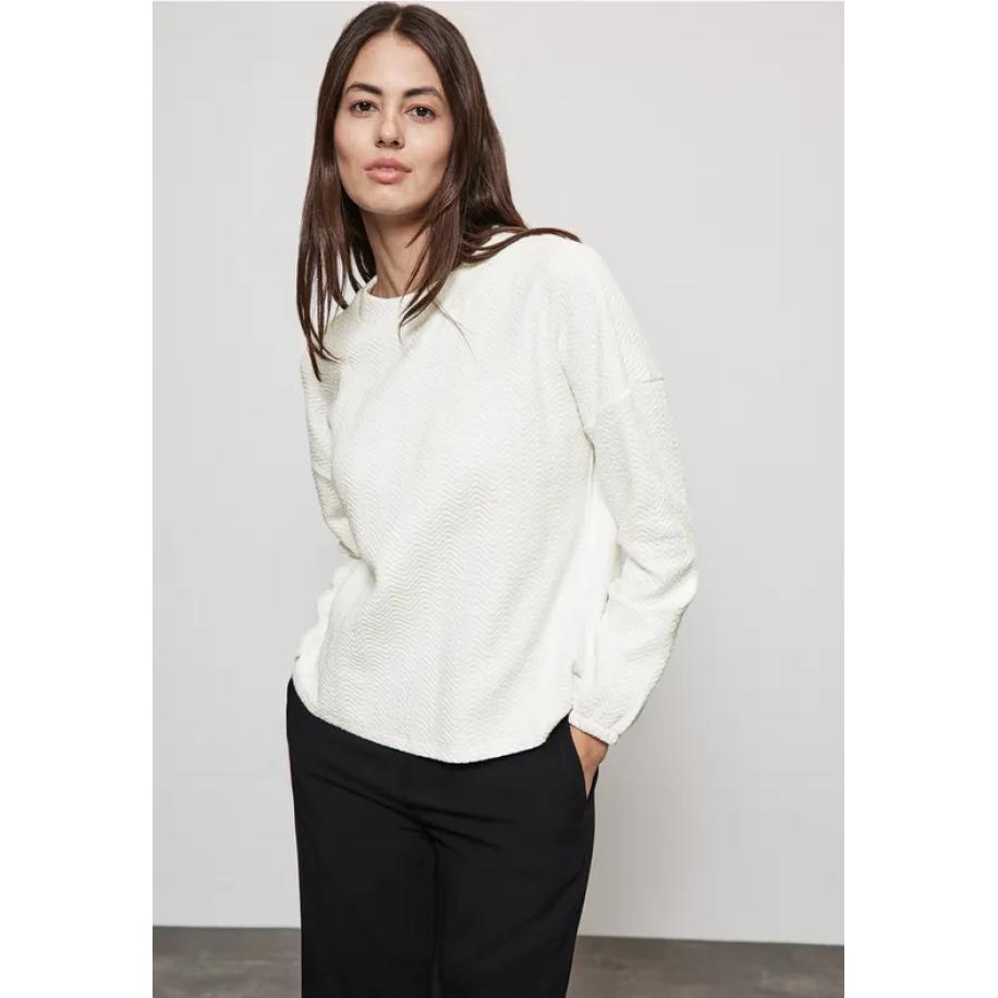 Street One Gestructureerd shirt met col Wit