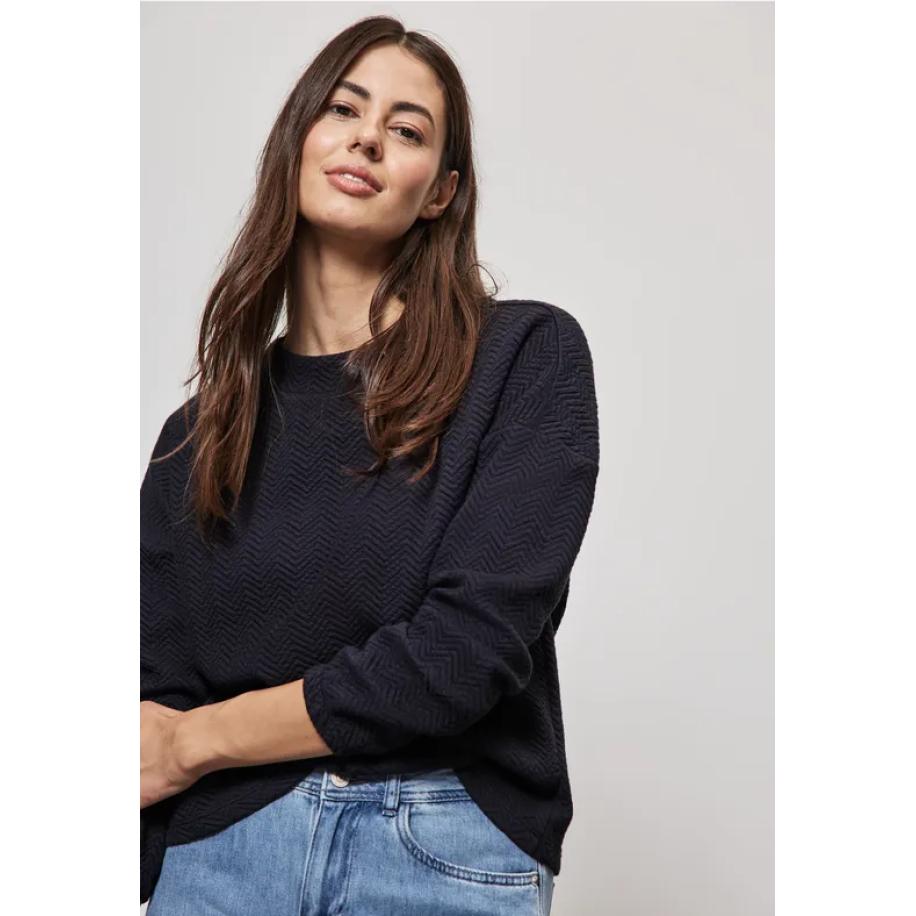 Street One Gestructureerd shirt met col Blauw