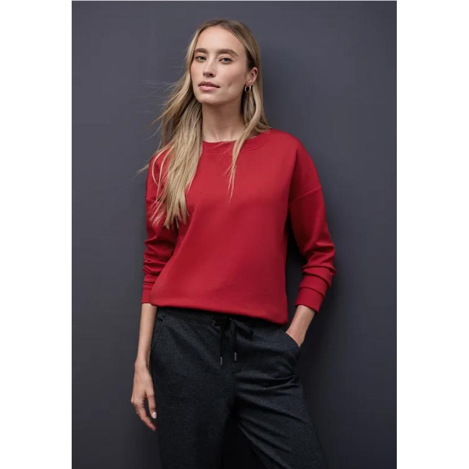 Street One Shirt met geribd detail - Rood