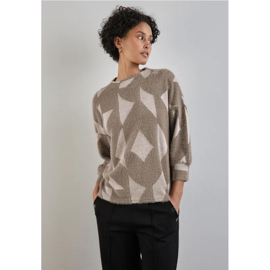 Street One Pluizig shirt Bruin