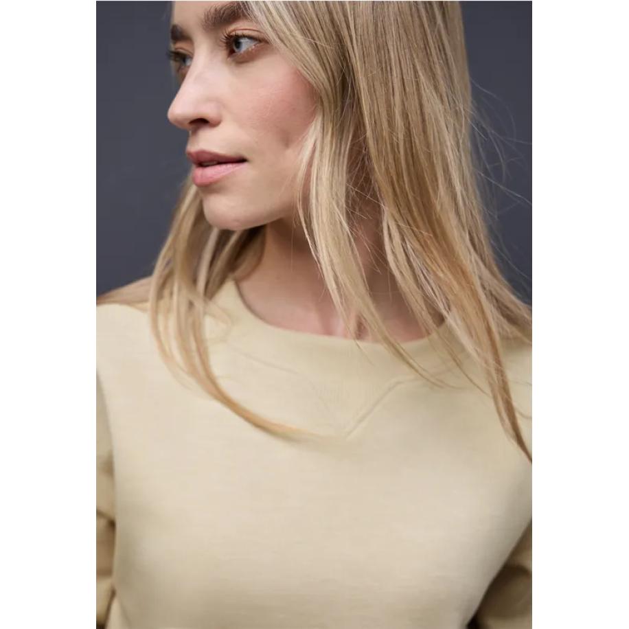 Street One Shirt met geribd detail Bruin