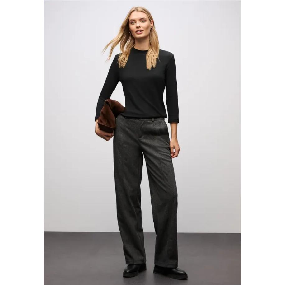 Street One Basic col shirt Zwart