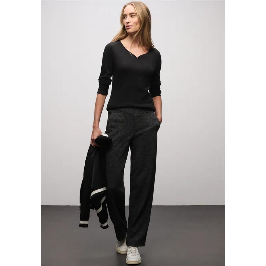 Street One Basic shirt met knoopdetail Zwart