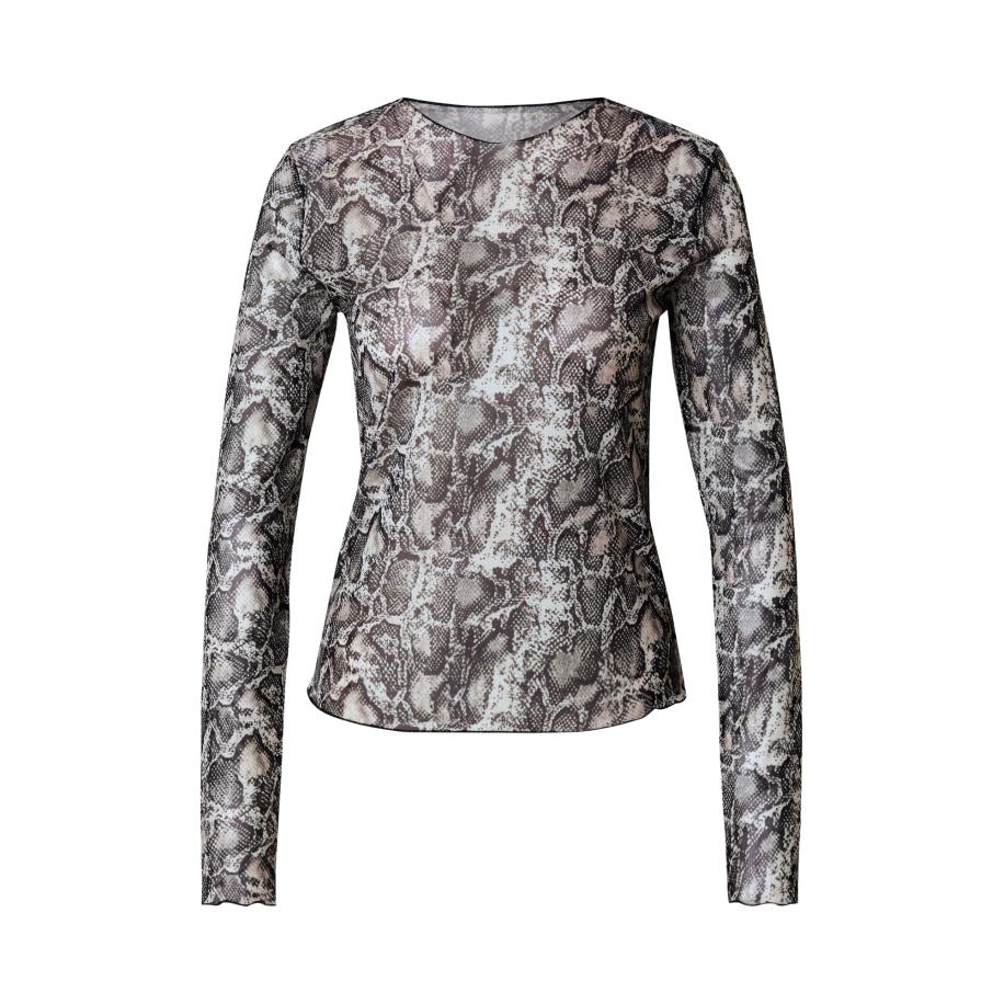 Object OBJECT Shirt OBJMONTANA beige / donkerbruin / wit -