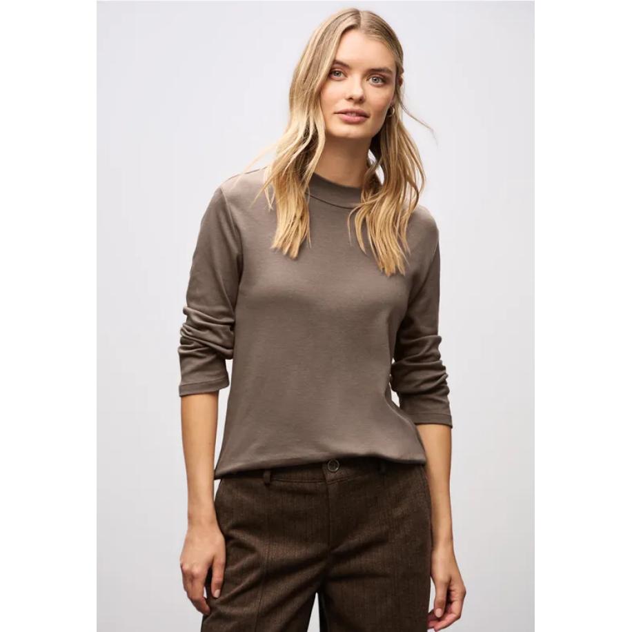 Street One Basic col shirt Bruin