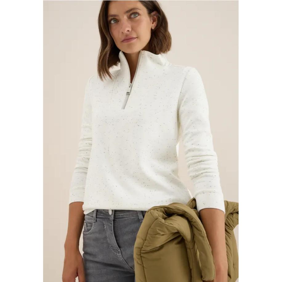 CECIL Shirt met structuur en troyer Wit