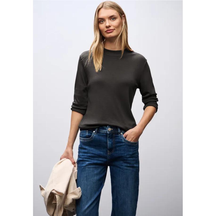 Street One Basic col shirt Bruin