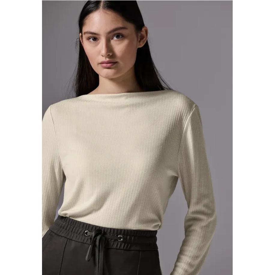 Street One Shirt met geribbelde structuur Bruin