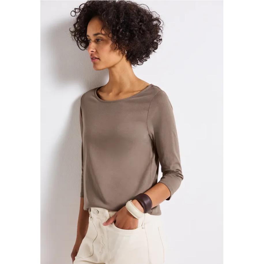 Street One Shirt met boothals Bruin