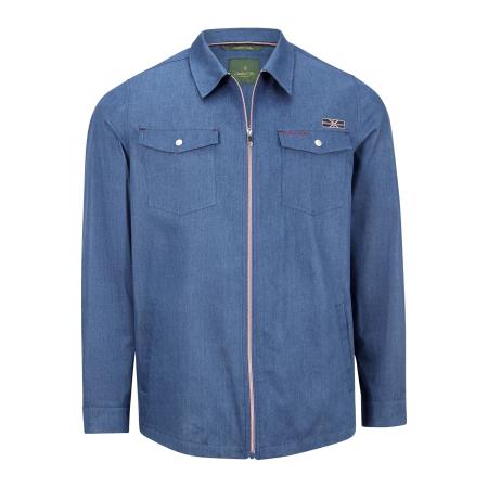 Charles Colby Overshirt blauw, Effen