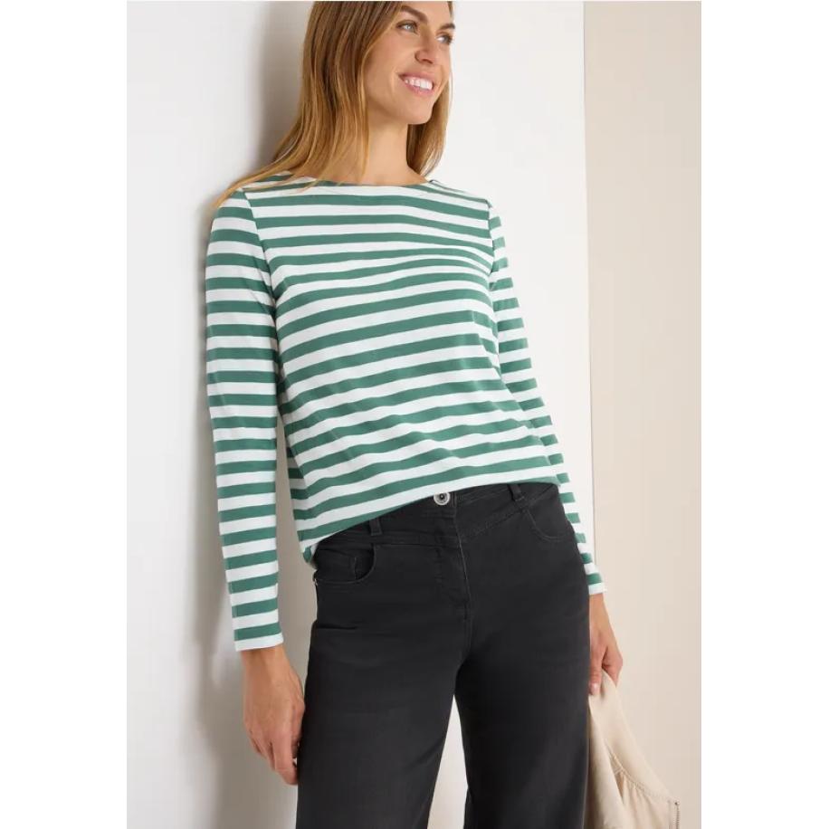 CECIL Gestreept basic shirt Groen