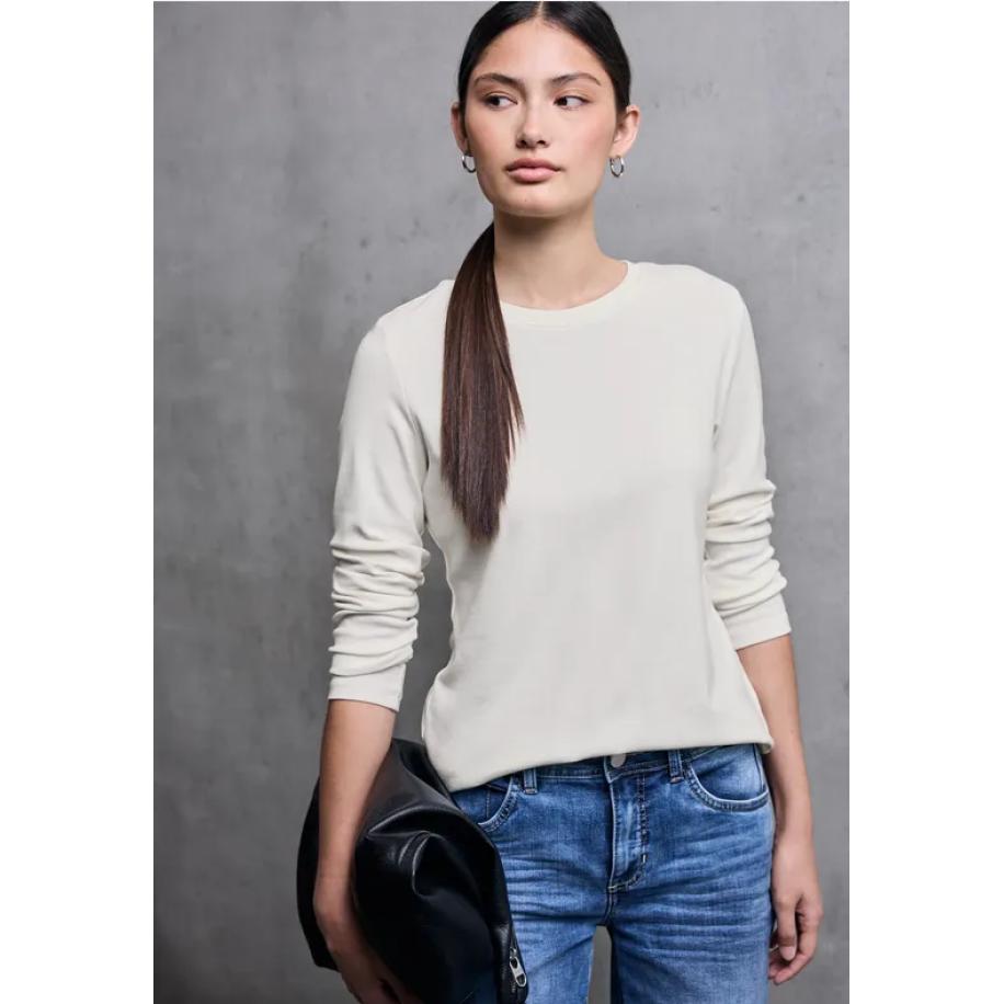Street One Basic shirt met lange mouwen Wit