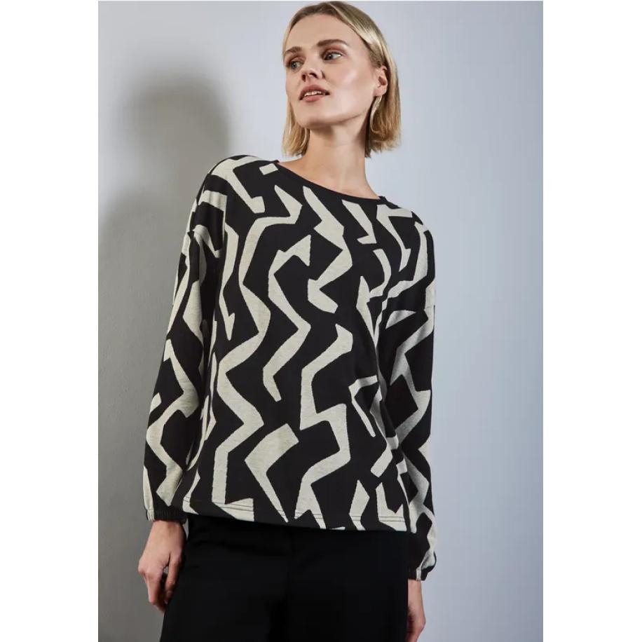 Street One Zacht jacquard overhemd Zwart