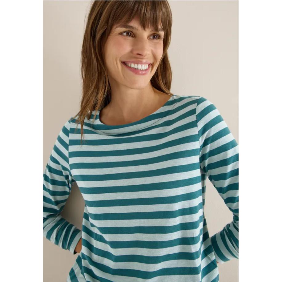 CECIL Gestreept basic shirt Groen