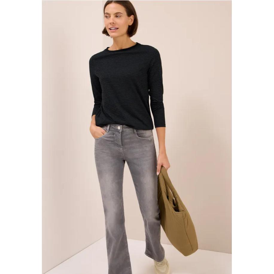 CECIL Shirt met ton-sur-ton strepen Zwart