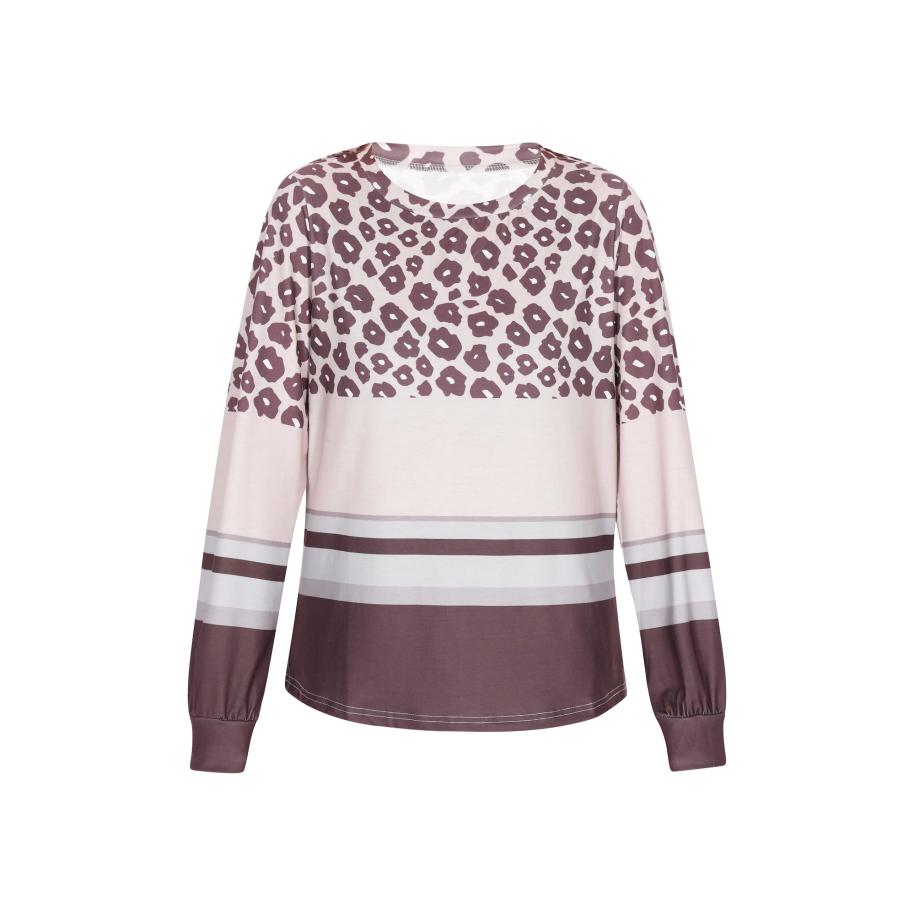 IZIA IZIA Shirt donkerbruin / grijs / lichtgrijs / rosa -