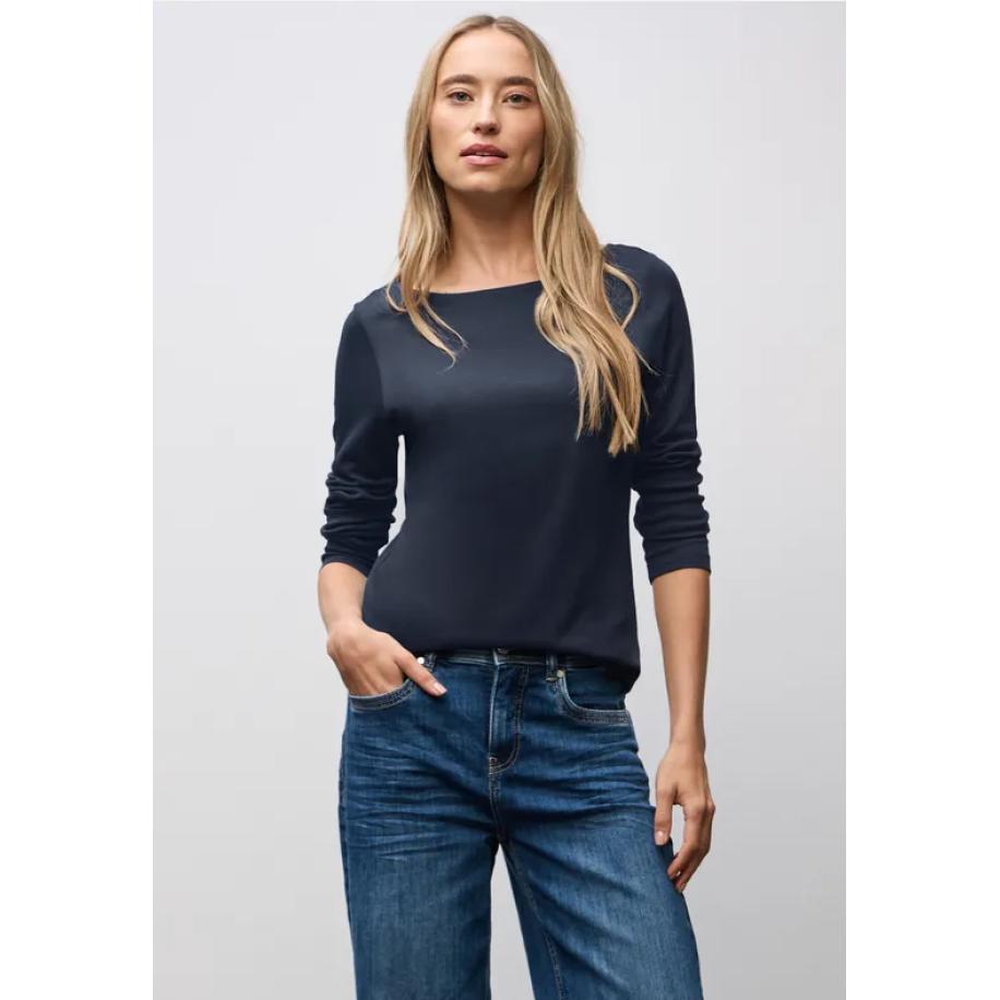 Street One Basic shirt met lange mouwen Blauw