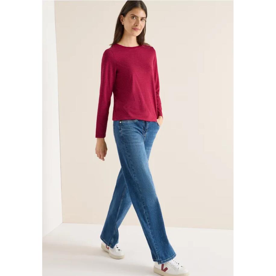 CECIL Shirt met ton-sur-ton strepen Rood