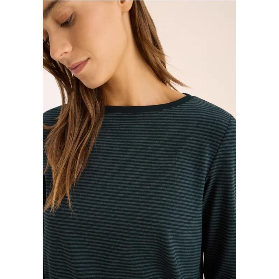 CECIL Shirt met ton-sur-ton strepen Groen