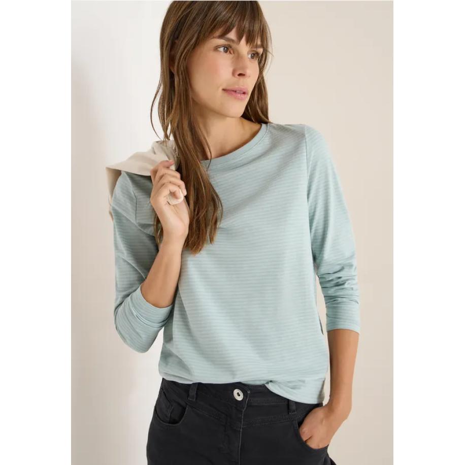 CECIL Shirt met ton-sur-ton strepen Blauw