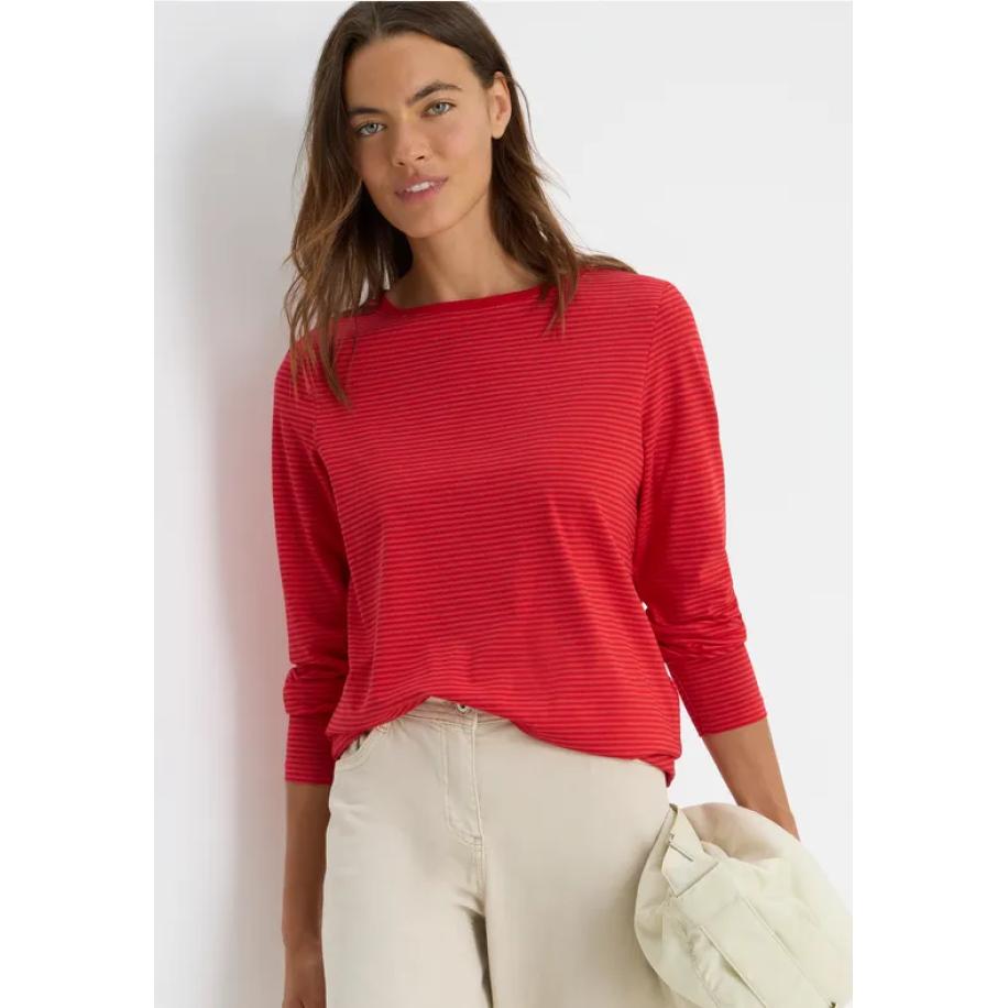 CECIL Shirt met ton-sur-ton strepen Rood