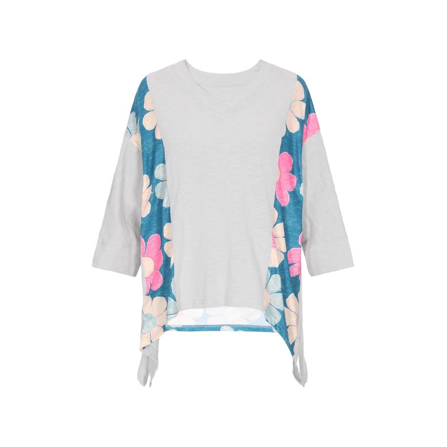 Usha usha BLUE LABEL Shirt Fashion Look pasteelgeel / grijs gemêleerd / petrol / magenta -