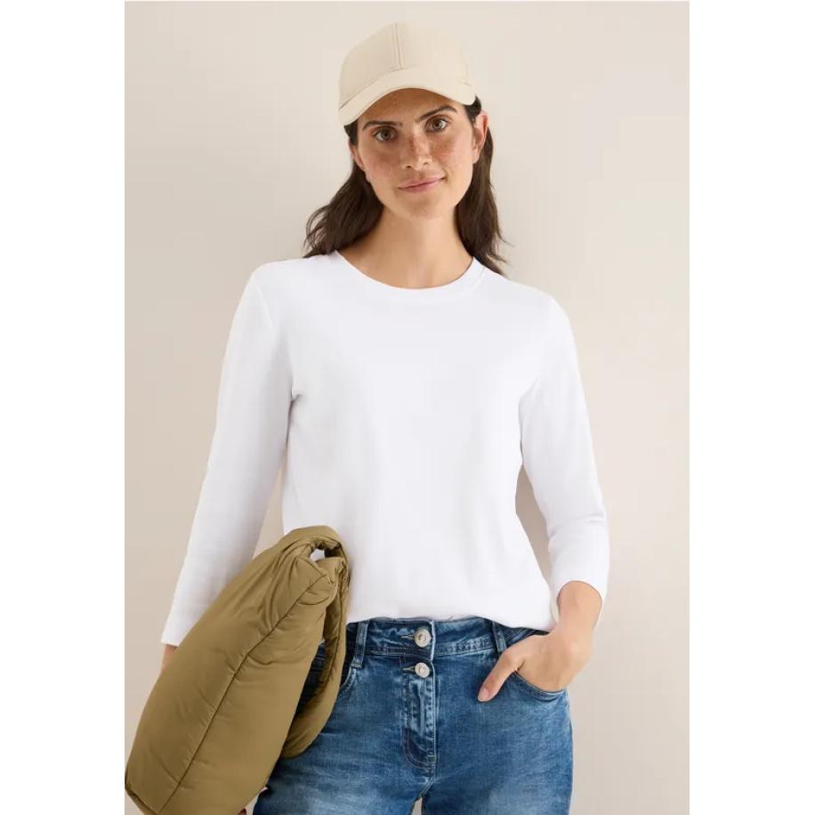 CECIL Shirt met geribde structuur Wit