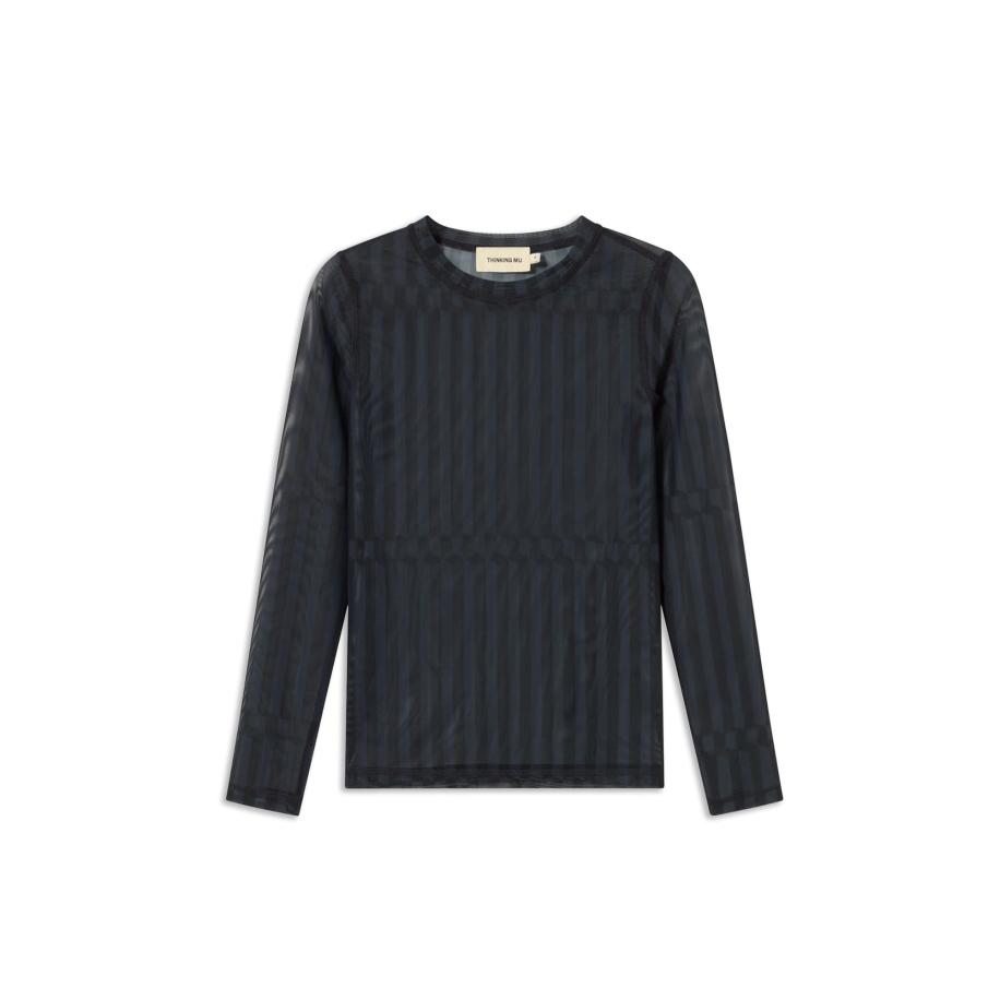 thinking mu Thinking MU Shirt Tere navy / nachtblauw -
