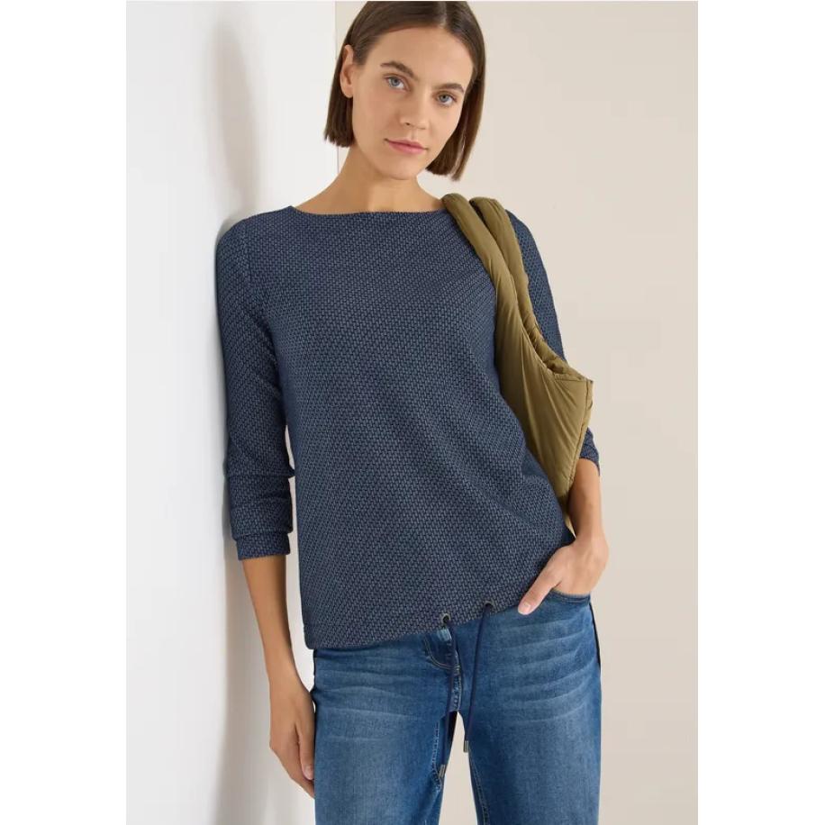 CECIL Tweekleurige trui met structuur Blauw