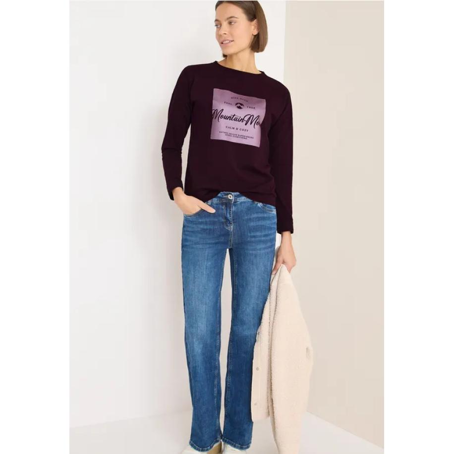 CECIL Shirt met satijnen print Rood