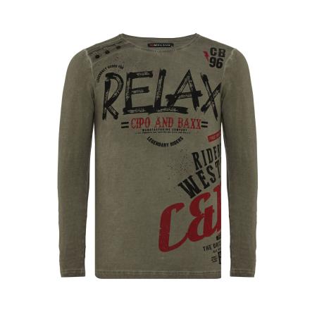 Cipo & Baxx CIPO & BAXX Shirt kaki / bloedrood / zwart