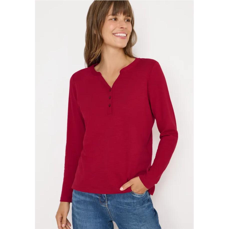 CECIL Shirt met lange mouwen met gespleten hals Rood