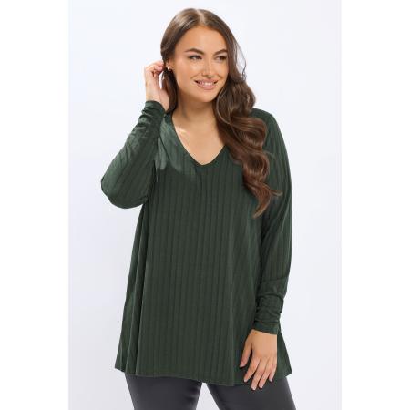 Yours Curve Khaki Groen Geribbeld Swing Tshirt Size 66-68