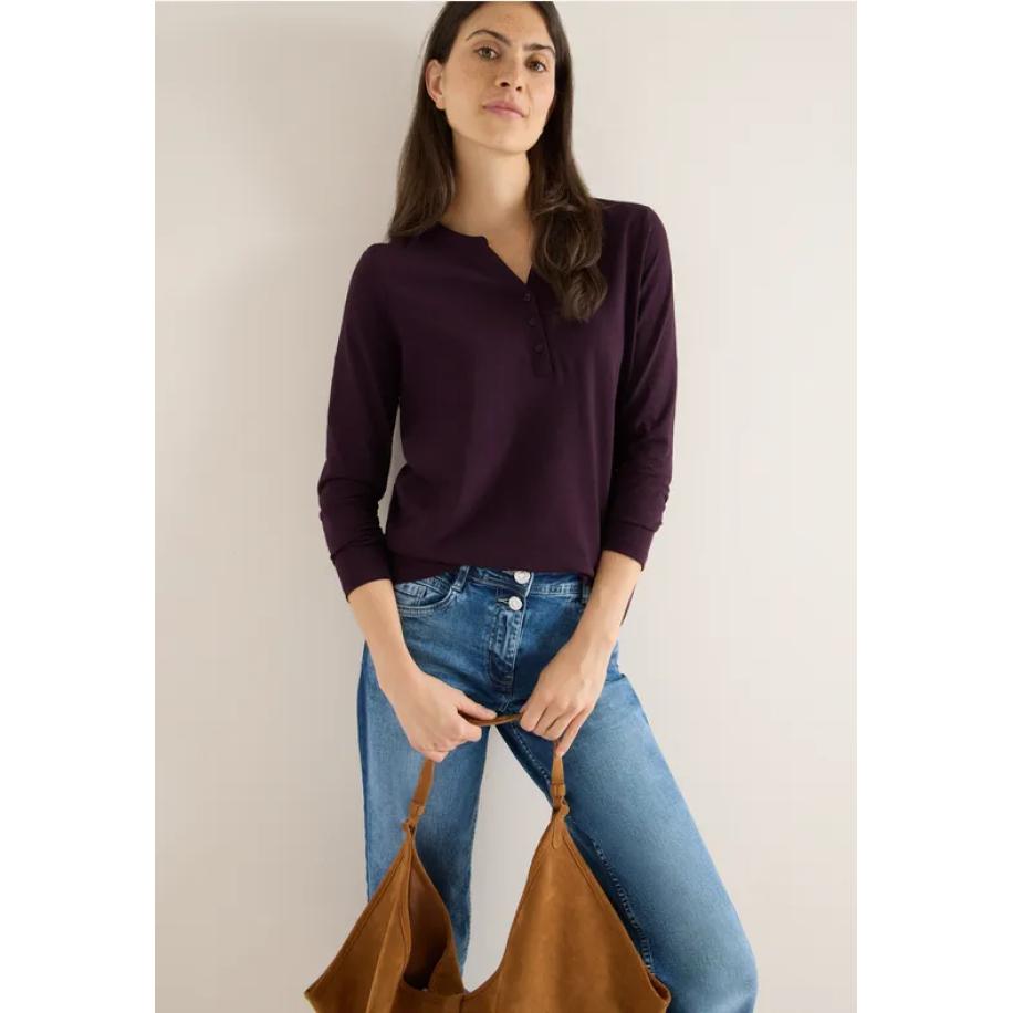 CECIL Shirt met lange mouwen met gespleten hals Rood