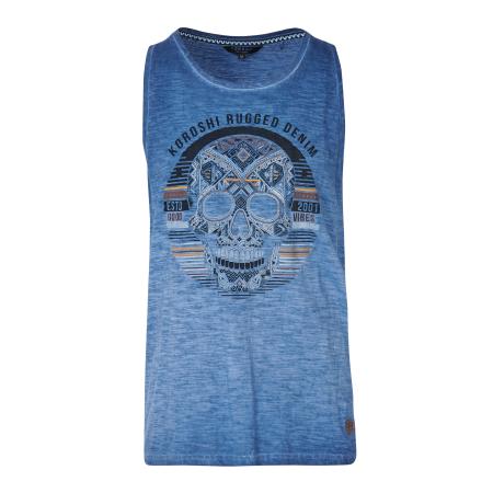 KOROSHI KOROSHI Shirt blauw gemêleerd / bruin / curry / zwart