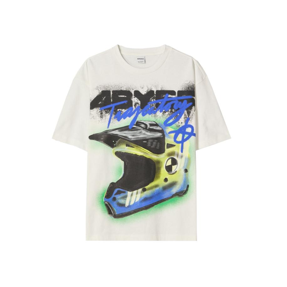 Bershka Bershka Shirt blauw / limoen / zwart / offwhite -