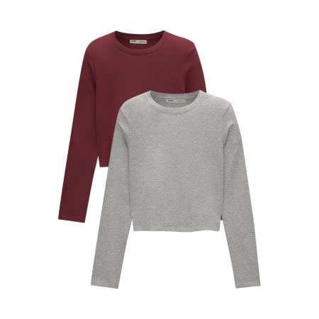 Pull&Bear Pull&Bear Shirt grijs / bordeaux