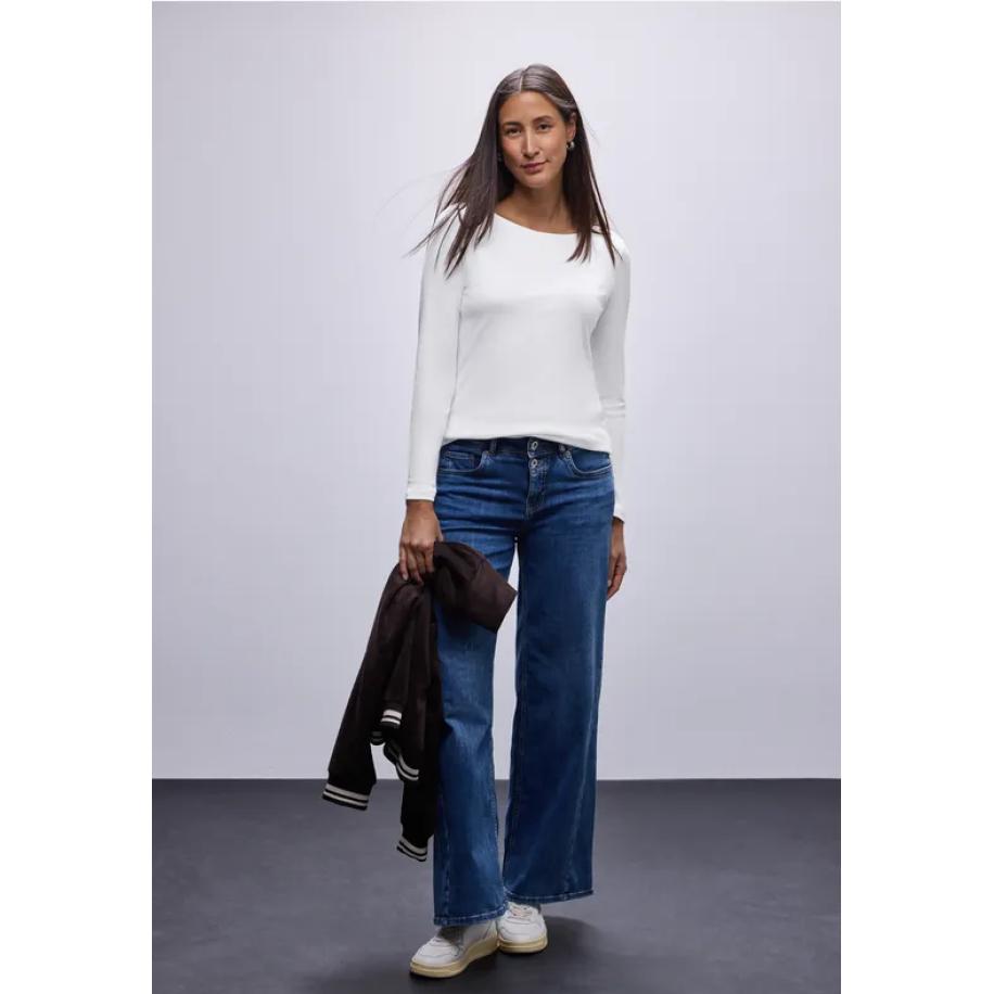 Street One Basic shirt met lange mouwen Wit