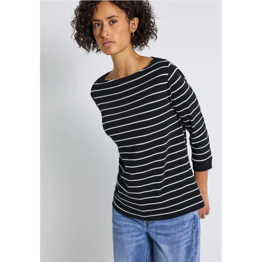 Street One Gestreept basic shirt Zwart