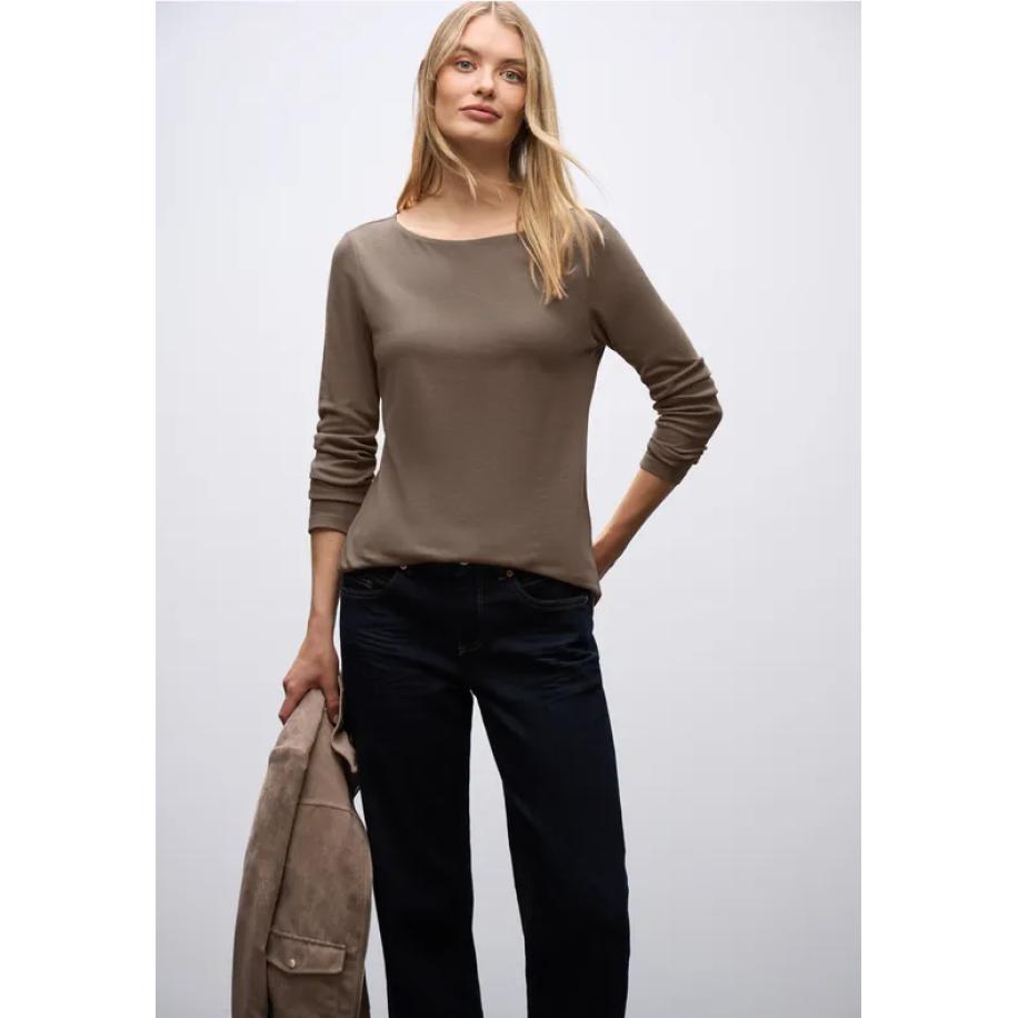 Street One Basic shirt met lange mouwen Bruin