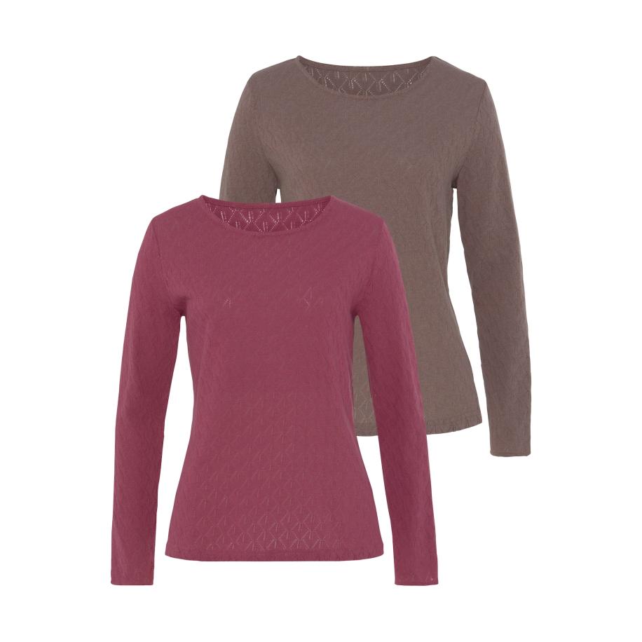 VIVANCE VIVANCE Shirt bruin / roodviolet -