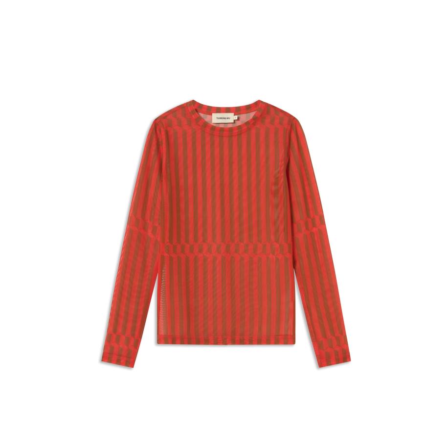 thinking mu Thinking MU Shirt Tere bruin / rood -